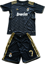 Load image into Gallery viewer, Cristiano Ronaldo 2011-12 Real Madrid Adidas Away Black Gold UCL champions league jersey Youth Kids