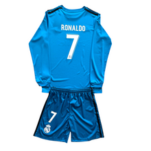 Load image into Gallery viewer, Cristiano Ronaldo #7 Real Madrid Adidas 2017-18 Away Jersey - Long Sleeve Youth Kid "Decimotercera" UCL Edition