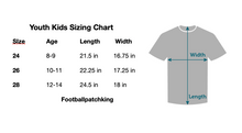 Load image into Gallery viewer, Football Patch King Kid Youth Sizing chart jerseys