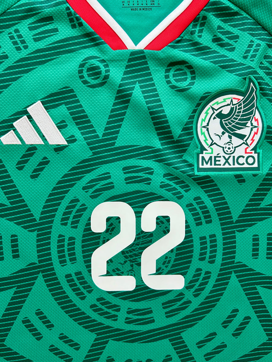 H. LOZANO #22 Mexico 2026 Adidas Aztec Sun Stone Green Jersey