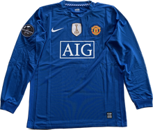 Load image into Gallery viewer, Manchester United Blue Nike Vintage Cristiano Ronaldo 2008/2009 UCL Final Long Sleeve Soccer Jersey UEFA Champions League Ballstar
