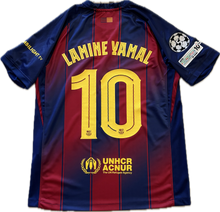 Load image into Gallery viewer, "FC Barcelona Nike 2025-26 Home Jersey Flat Lay - Yamal #10 Champions League Kit with Official Badges, Authentic Blaugrana Design"