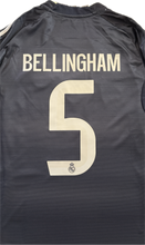 Load image into Gallery viewer, Bellingham #5 Real Madrid 2025-26 Adidas Away Jersey back view with the lettering and embedded logo