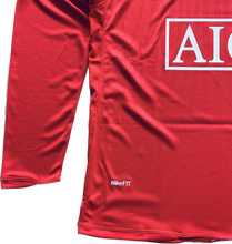 Load image into Gallery viewer, Manchester United Champions League Jersey 2007/2008 Lower Hem and Side Panel Detail - Nike Long Sleeve Soccer Jersey Showing Premium Fabric Construction, Official Branding, and Authentic Retro Design Elements