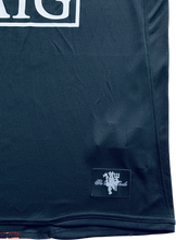 Load image into Gallery viewer, Nike Manchester United 2007/2008 Black Away Jersey - Close-up Detail View of Cristiano Ronaldo Number 7 Long Sleeve Soccer Jersey - Champions League Edition with Premium Nike Construction