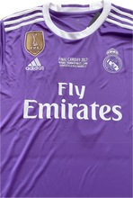 Load image into Gallery viewer, Cristiano Ronaldo Real Madrid 2016-2017 Purple Champions League Jersey - Side Profile View Showing Long Sleeve Design and Premium Adidas Construction - UCL Cardiff Final Soccer Jersey Number 7