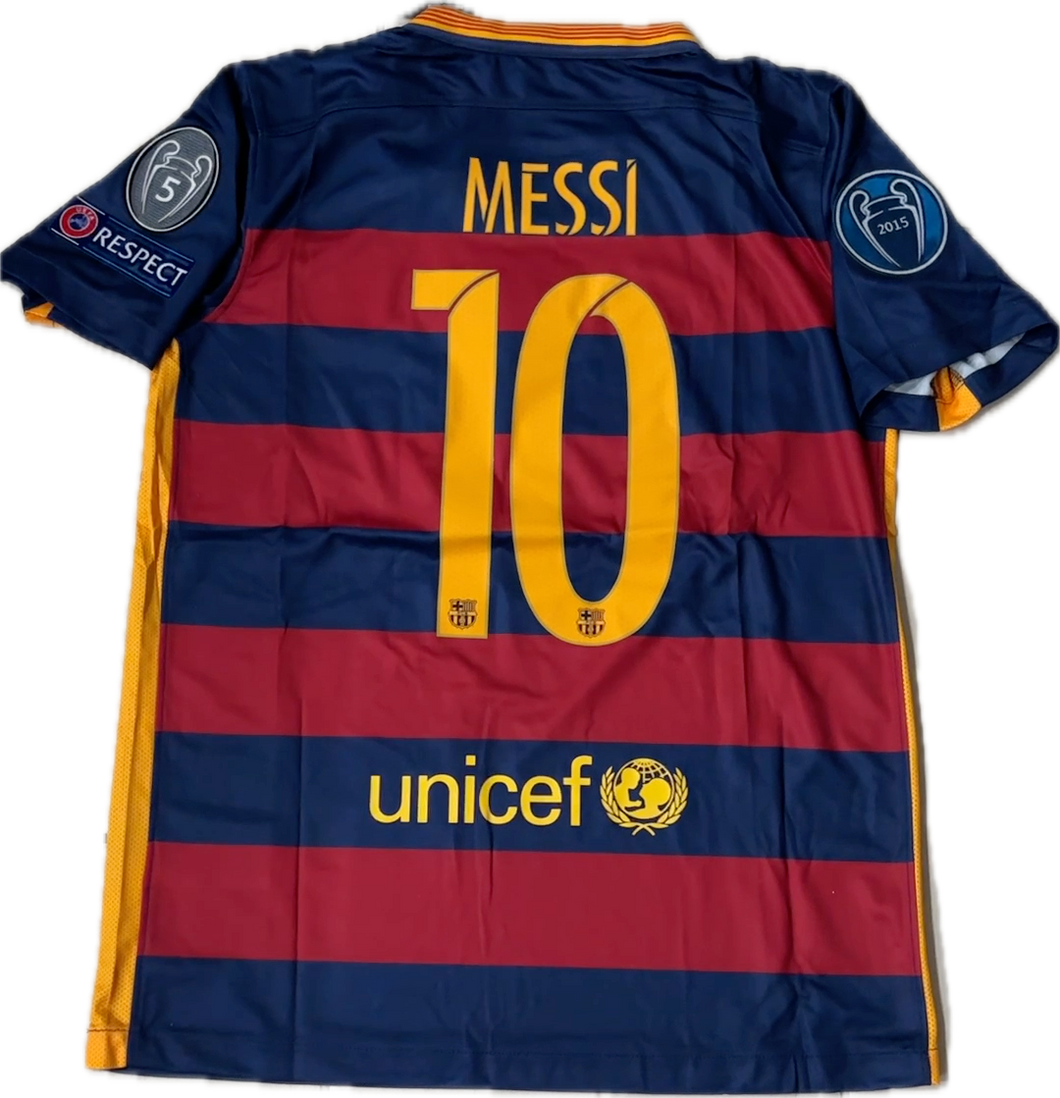 Messi 10 FC Barcelona 2015 Nike Final Champions League Football Soccer Jersey