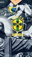 Load image into Gallery viewer, Nike Brazil Christ the Redeemer Black Soccer Jersey - Side Profile View Showing Full Cristo Redentor Graphic Design and Premium Nike Construction - Special Edition Brazil National Team Away Kit