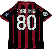 Load image into Gallery viewer, Ronaldinho 80 Jersey AC Milan Adidas 2008 2009 Retro Football Soccer Jersey Football Champions League Trophy Serie A Red Black UCL MENS