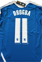 Load image into Gallery viewer, Full product layout showing Chelsea Drogba jersey with all design elements and commemorative details visible
