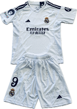 Load image into Gallery viewer, Kylian Mbappe 9 Real Madrid 2023/24 Home Youth Kids ADIDAS Jersey 15 champions league White UCL champions league Soccer jersey