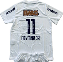 Load image into Gallery viewer, Nike Santos FC Neymar Jr White Soccer Jersey Youth Kids - Back View Displaying Number 11 and NEYMAR JR Name Print - Classic Brazilian Football Club Jersey with Premium Nike Construction