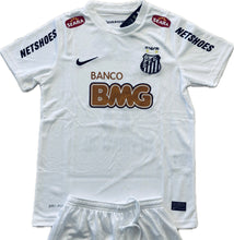 Load image into Gallery viewer, Neymar Jr Santos FC Nike White Soccer Jersey Youth Kids - Side Profile View Showing Classic Design and Premium Nike Dri-FIT Fabric - Authentic Brazilian Football Club Jersey Number 11