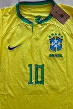 Load image into Gallery viewer, Neymar Jr. 10 Nike Brazil Jersey Yellow Leopard Design with CBF Crest MENS