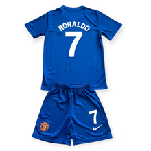 Load image into Gallery viewer, Kids Cristiano Ronaldo 7 Manchester United 2007-08 Blue Retro Jersey & Shorts Set Nike
