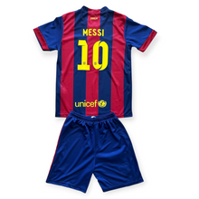 Load image into Gallery viewer, Lionel Messi #10 FC Barcelona 2014-2015 Home Kids Jersey & Shorts Set - Retro Treble Kit
