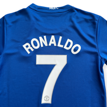 Load image into Gallery viewer, Manchester United 2007/2008 Cristiano Ronaldo Blue Nike Soccer Jersey Blue Champions League YOUTH KIDS