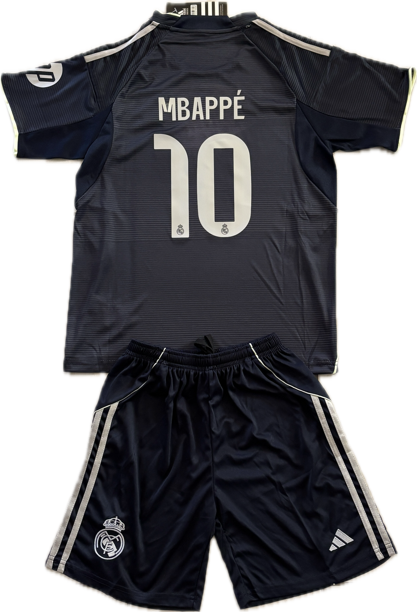 Mbappé #10 Real Madrid 2025-26 Youth Kid Away Kit (Jersey + Shorts