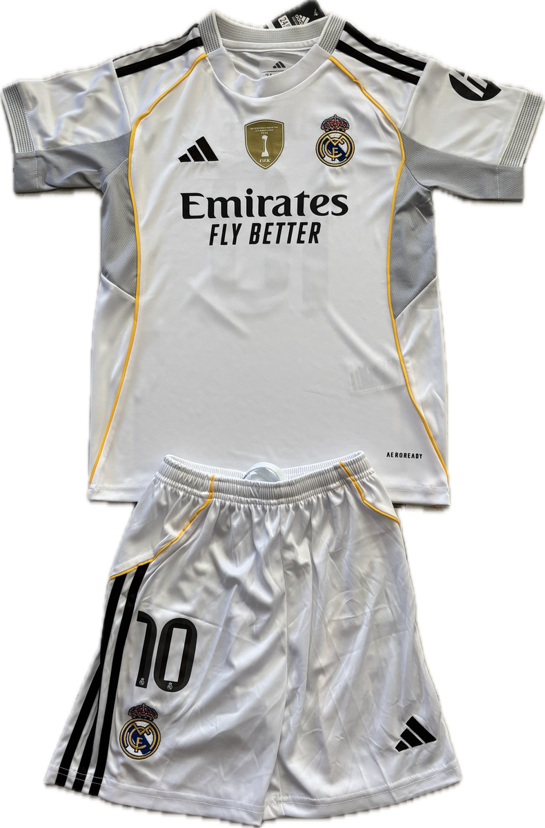 Mbappé #10 Real Madrid 2025-26 Youth Kids Home Kit (Jersey +