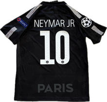 Load image into Gallery viewer, Black PSG Neymar jersey with 'NEYMAR JR' and number '10' on a white background