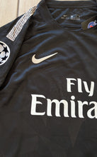 Load image into Gallery viewer, PSG Neymar Black sports jersey with Nike logo and 'Fly Emirates' text on a blurred background