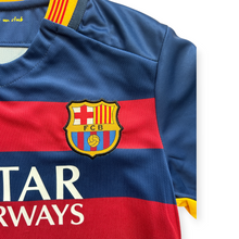 Load image into Gallery viewer, Neymar Jr #11 FC Barcelona Retro Kids Kit - 2015-16 "Horizontal Stripes" Edition - Jersey & Shorts Set