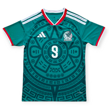 Load image into Gallery viewer, RAÚL #9 Mexico 2026 Adidas Aztec Sun Stone Green Jersey World Cup