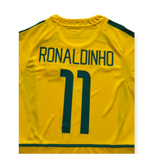 Load image into Gallery viewer, Ronaldinho 11 Brazil Nike National Football Team MENS Yellow 2002 World Cup Soccer Jersey Korea Japan MENS