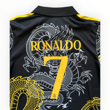 Load image into Gallery viewer, Ronaldo #7 Real Madrid "Dragon" Kids Youth Kit (Jersey + Shorts) - Adidas Champions Gold Black CR7