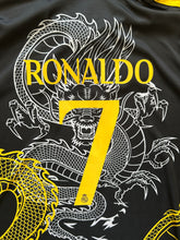 Load image into Gallery viewer, Ronaldo #7 Real Madrid "Dragon" Kids Youth Kit (Jersey + Shorts) - Adidas Champions Gold Black CR7