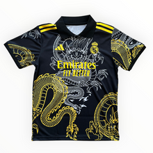Load image into Gallery viewer, Ronaldo #7 Real Madrid "Dragon" Kids Youth Kit (Jersey + Shorts) - Adidas Champions Gold Black CR7
