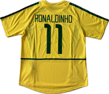 Load image into Gallery viewer, Ronaldinho 11 Brazil Nike National Football Team MENS Yellow 2002 World Cup Soccer Jersey Korea Japan MENS
