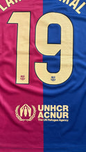 Load image into Gallery viewer, Lamine Yamal #19 FC Barcelona x Travis Scott Cactus Jack Men’s Soccer Jersey closeup back