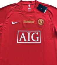Load image into Gallery viewer, Manchester United 2007/2008 Cristiano Ronaldo front view of AIG logo, Moscow lettering and Nike logo