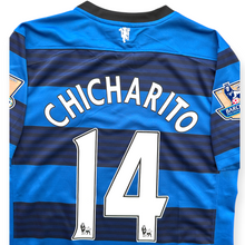 Load image into Gallery viewer, Chicharito #14 Manchester United Retro Away Jersey - 2011-12 "Blue &amp; Black" Edition - Nike Men’s
