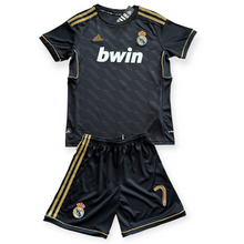 Load image into Gallery viewer, Cristiano Ronaldo 2011-12 Real Madrid Adidas Away Black Gold UCL champions league jersey Youth Kids
