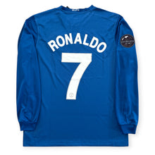 Load image into Gallery viewer, Cristiano Ronaldo 7 Manchester United 2008 Blue Long Sleeve Retro Jersey - White Champions Nike

