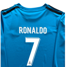 Load image into Gallery viewer, Cristiano Ronaldo #7 Real Madrid Adidas 2017-18 Away Jersey - Long Sleeve Youth Kid "Decimotercera" UCL Edition
