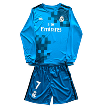 Load image into Gallery viewer, Cristiano Ronaldo #7 Real Madrid Adidas 2017-18 Away Jersey - Long Sleeve Youth Kid "Decimotercera" UCL Edition
