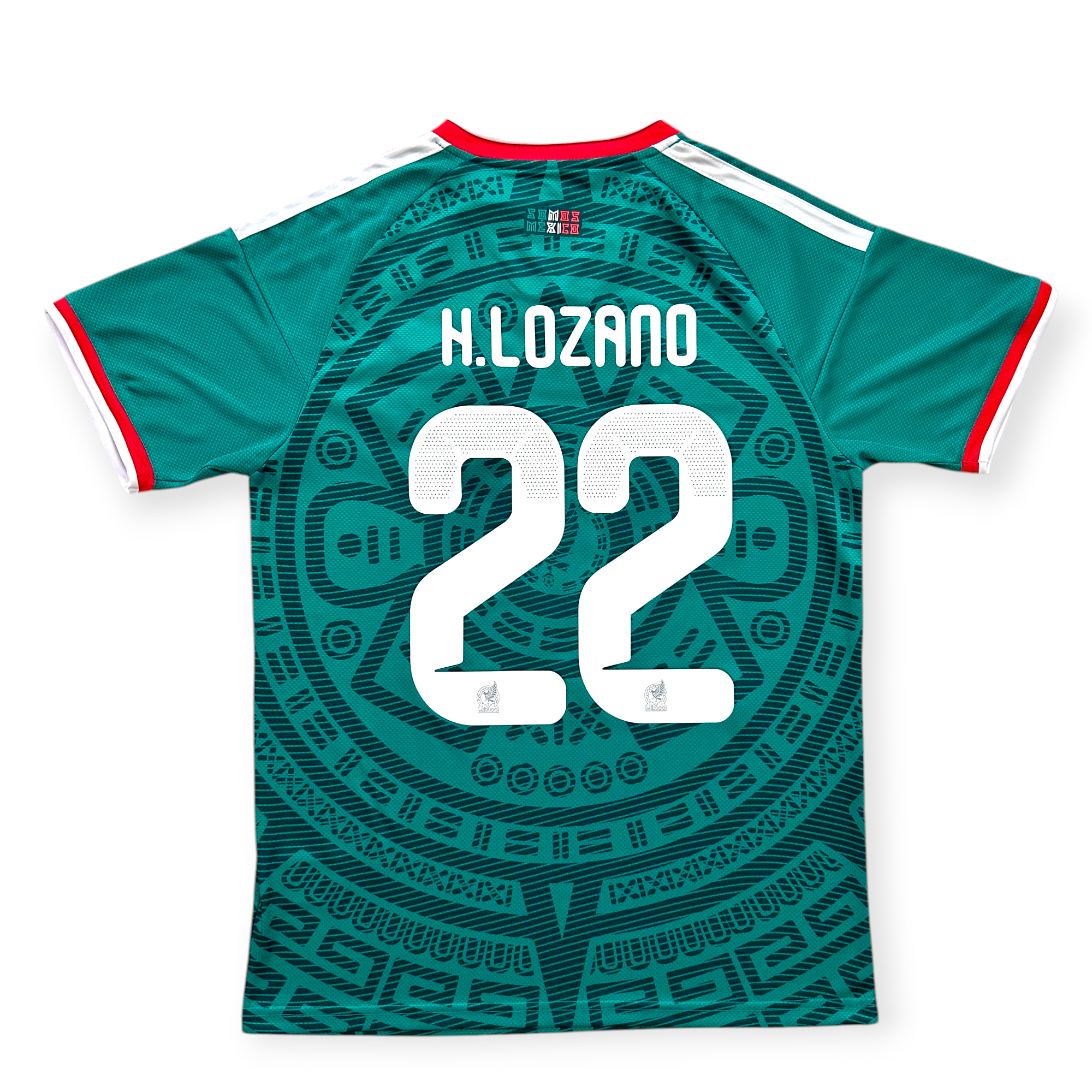 H. LOZANO #22 Mexico 2026 Adidas Aztec Sun Stone Green Jersey