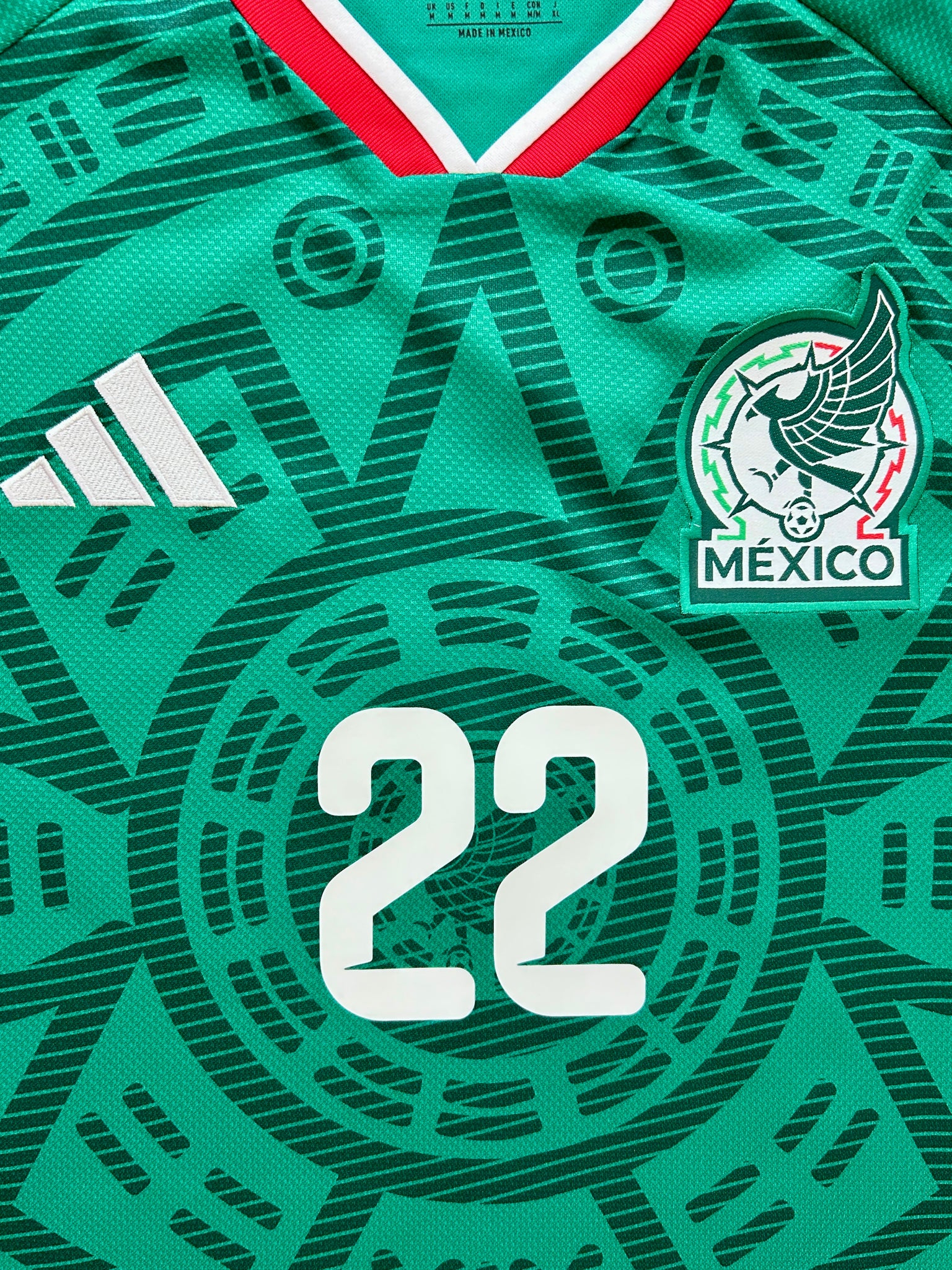 H. LOZANO #22 Mexico 2026 Adidas Aztec Sun Stone Green Jersey