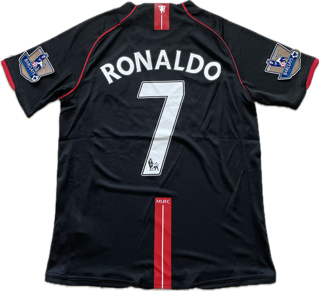 Manchester United 2007/2008 Cristiano Ronaldo Soccer Jersey Away Champions League Black