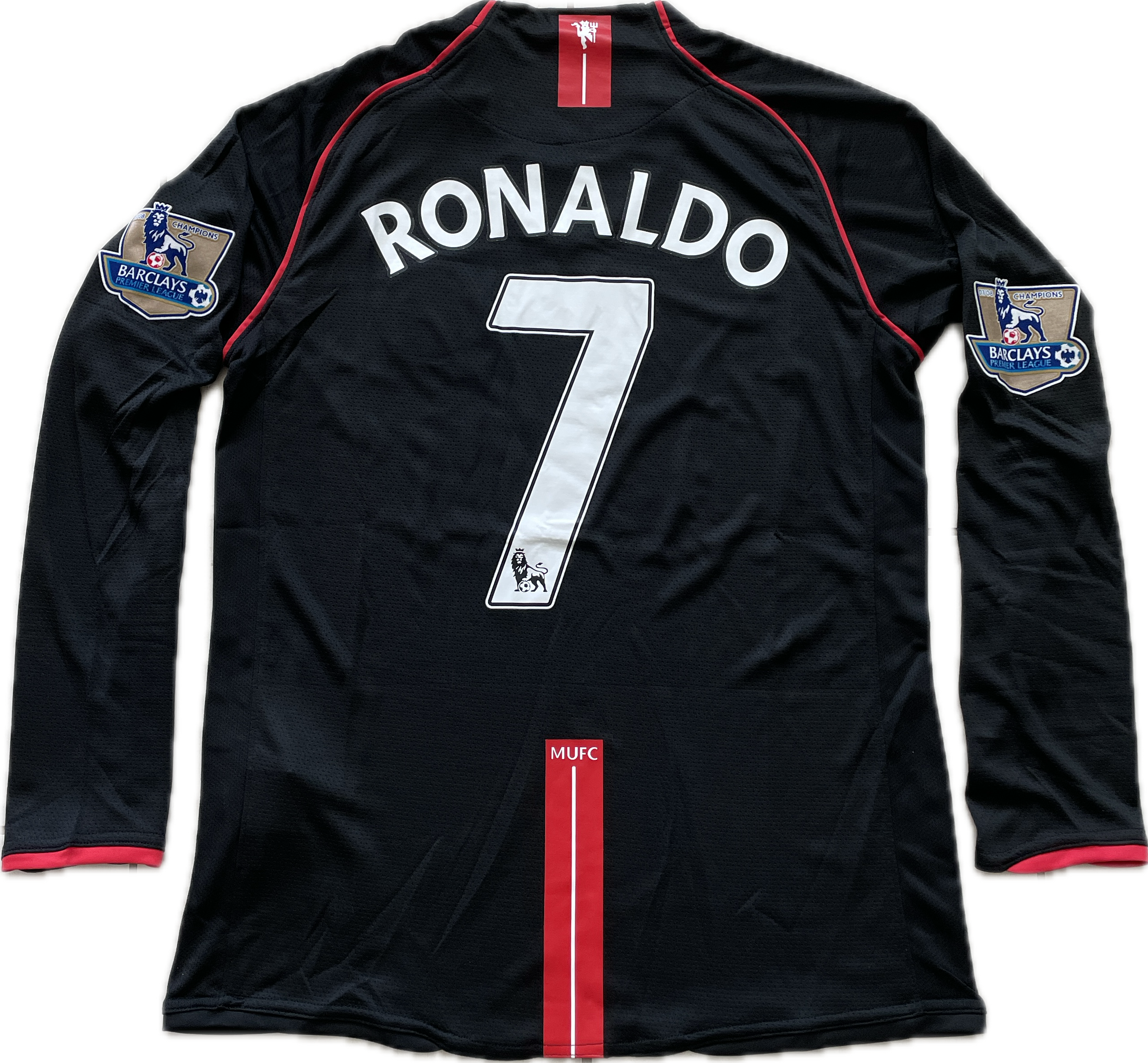 Manchester United 2007 2008 Cristiano Ronaldo Black Long Sleeve Soccer Football Patch King