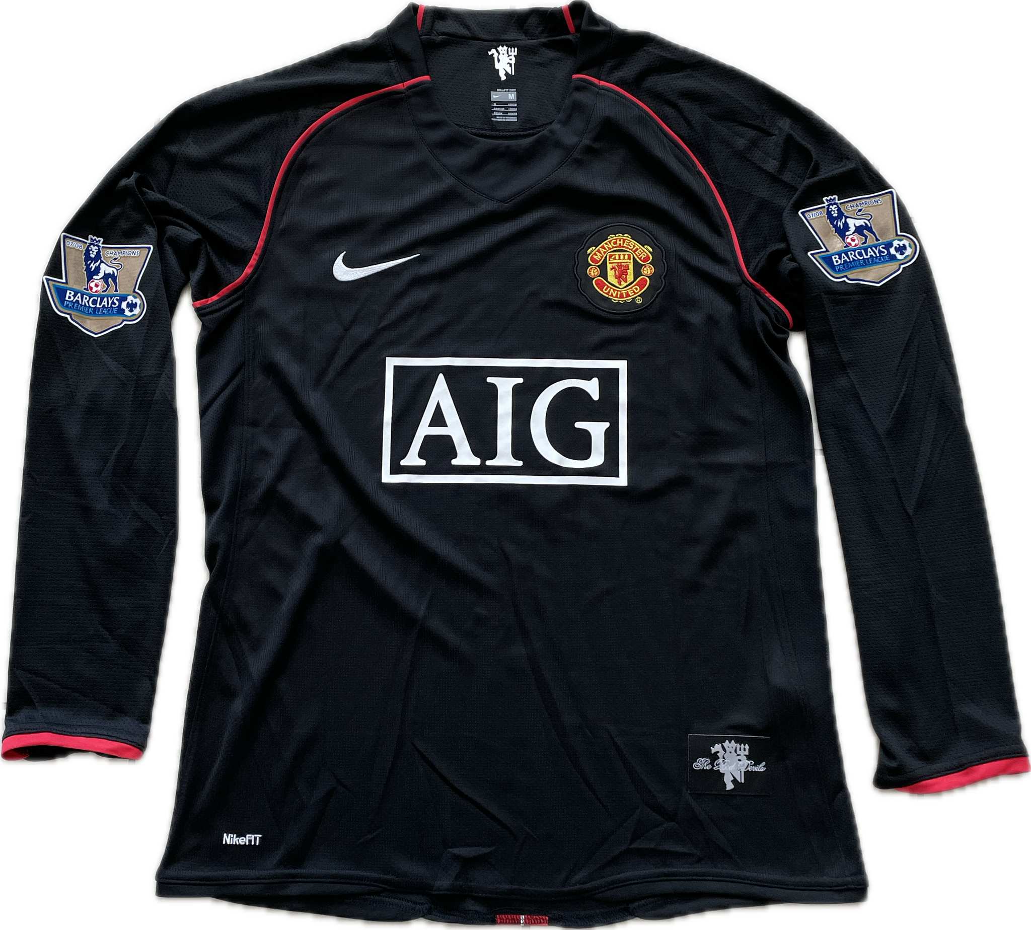 Manchester United 2007 2008 Cristiano Ronaldo Black Long Sleeve Soccer Football Patch King