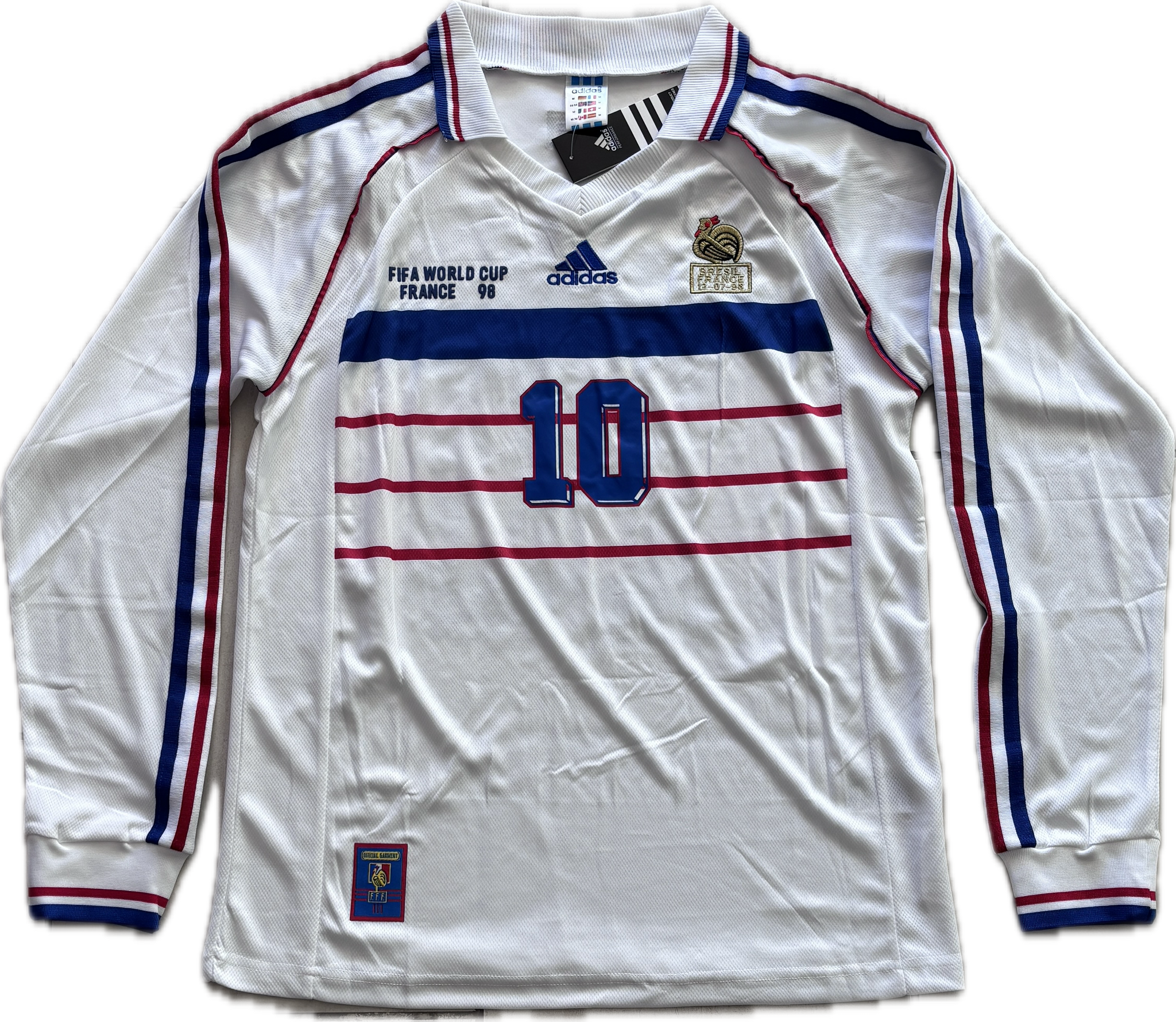 Zinedine Zidane #10 Adidas France 1998 World Cup Final Away Jersey Zinedine Zidane #10 Adidas France 1998 World Cup Final Away Jersey