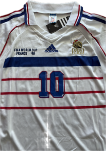 Zinedine Zidane #10 Adidas France 1998 World Cup Final Away Jersey - Long Sleeve