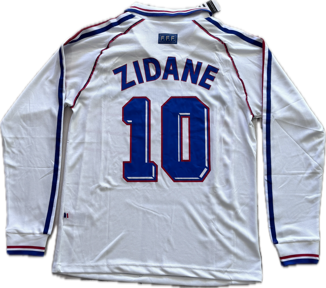Zinedine Zidane #10 Adidas France 1998 World Cup Final Away Jersey - Long Sleeve