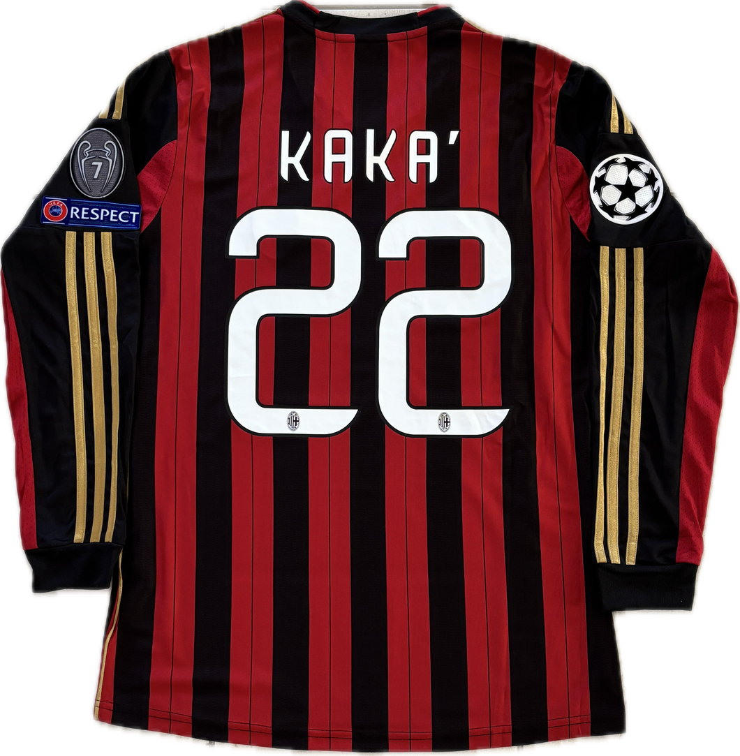 Kaká #22 AC Milan 2013-14 Champions League Home Jersey - Adidas Long Sleeve