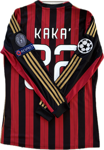 Kaká #22 AC Milan 2013-14 Champions League Home Jersey - Adidas Long Sleeve