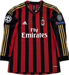 Kaká #22 AC Milan 2013-14 Champions League Home Jersey - Adidas Long Sleeve